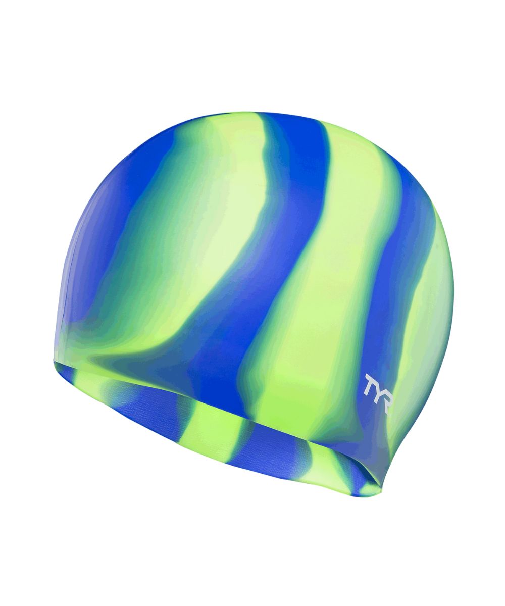 TYR Multi Colour Silicone Cap - Green/Blue