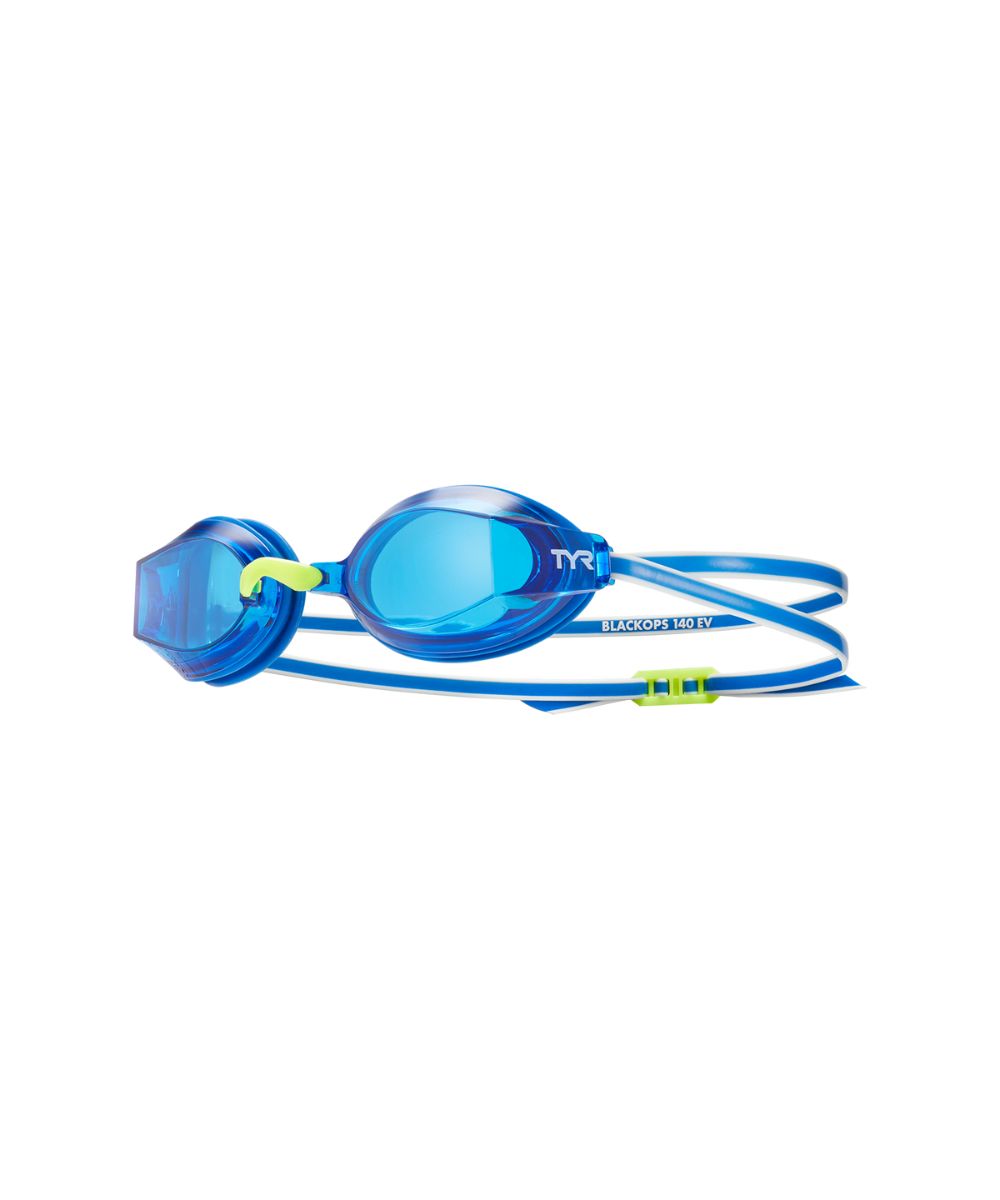 TYR Blackops Youth Goggles with blue straps and blue lenses